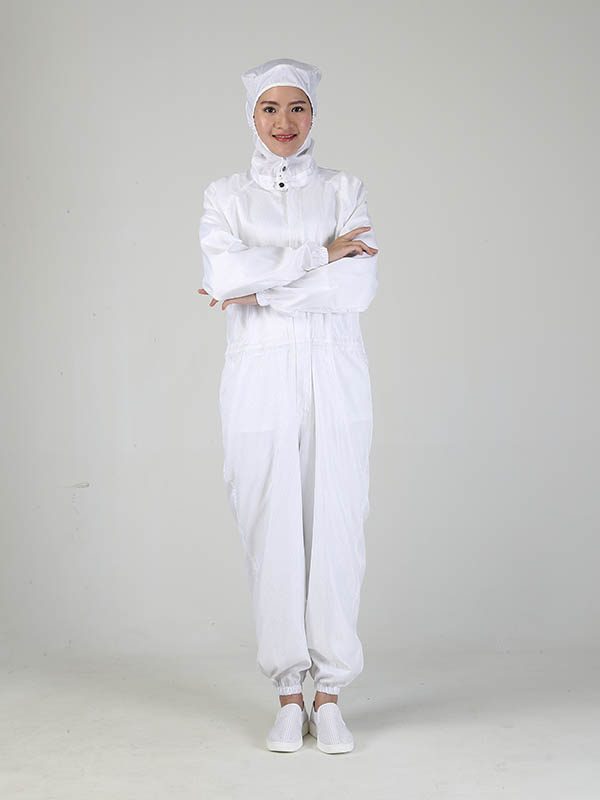 Antistatic Cleanroom coverall with snap hood